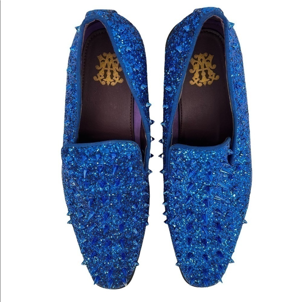 After Midnight Men’s Royal Blue “Ultra Spikes” Sequined Dress Loafer Shoes - Picture 15 of 15